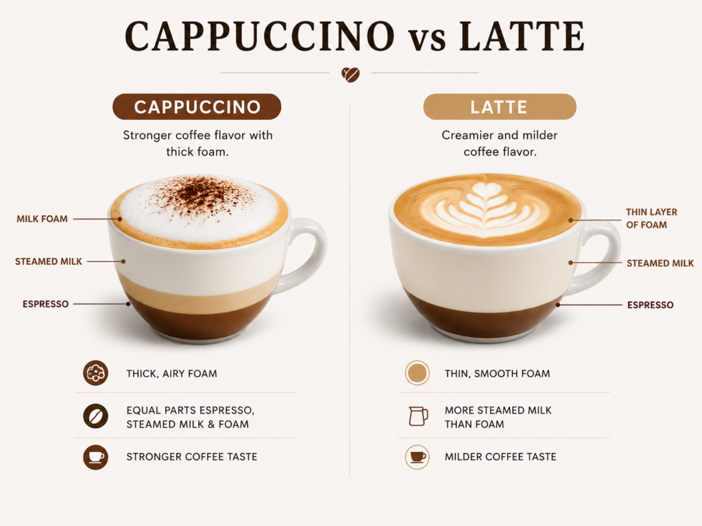 Cappuccino vs latte
